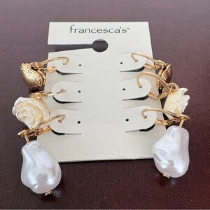 Francesca's Gold and Pearl Floral Earrings